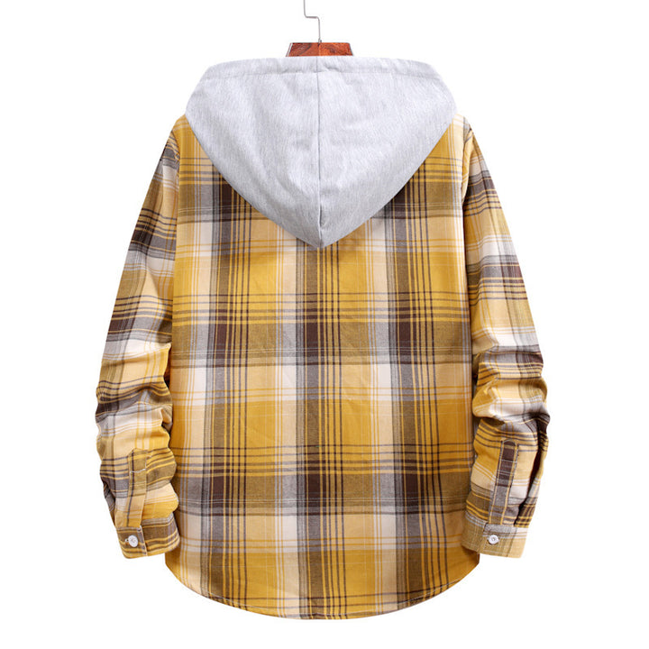 Herren Flanellhemdjacke mit Hood und modernem Karomuster Echoarchiv