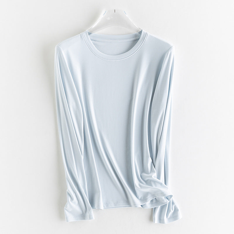 Damen Feines Longsleeve aus elastischem Modal-Jersey mit Rundhalsausschnitt und figurumspielendem Fall Echo Archiv