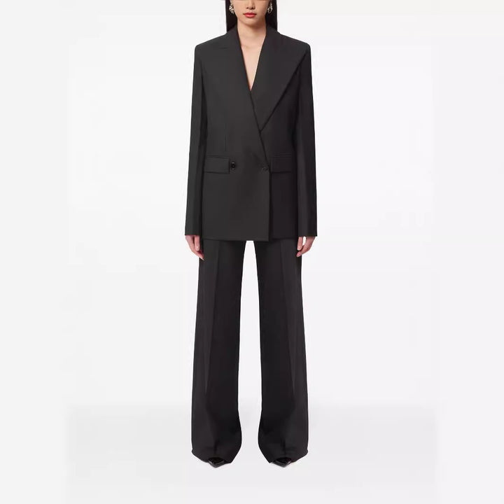 Damen Oversize Nadelstreifen Zweiteiliger Tailoring-Anzug mit weitem High‑Waist‑Hosenbein Echoarchiv