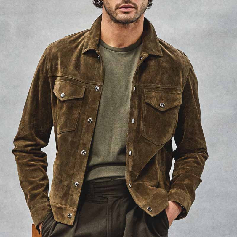 Herren Wildlederjacke mit praktischen Brusttaschen Echoarchiv