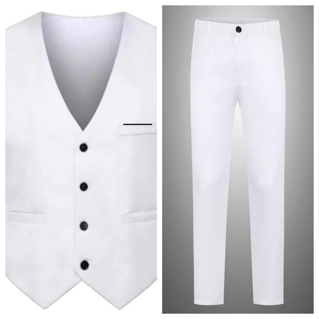 Herren nan elegante Satinweste mit V-Ausschnitt und schmal geschnittene Anzughose Echo Archiv