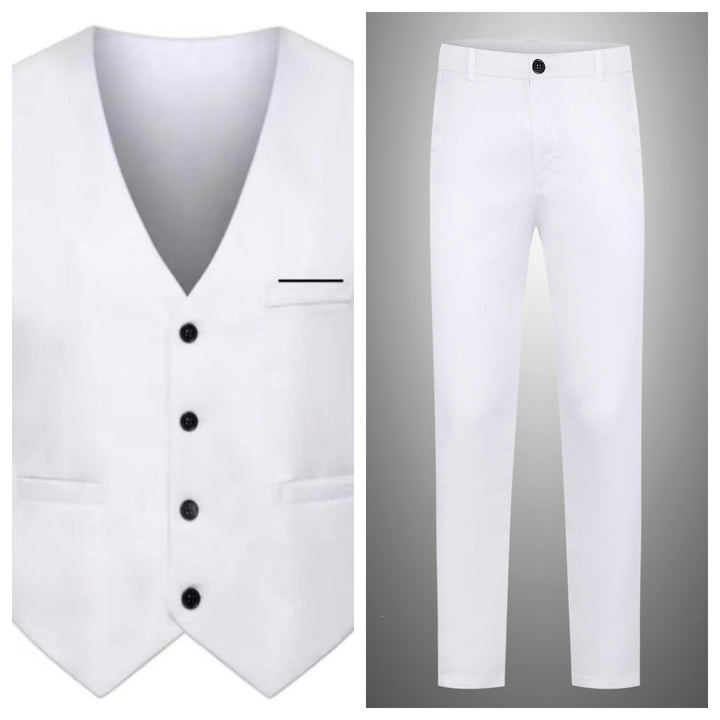 Herren nan elegante Satinweste mit V-Ausschnitt und schmal geschnittene Anzughose Echo Archiv