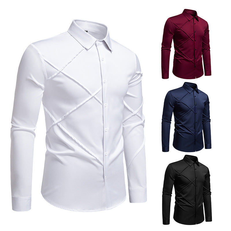 Herren Langarmhemd mit asymmetrischem Design Echoarchiv