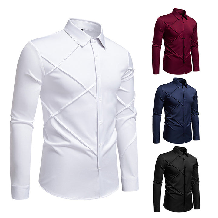 Herren Langarmhemd mit asymmetrischem Design Echoarchiv