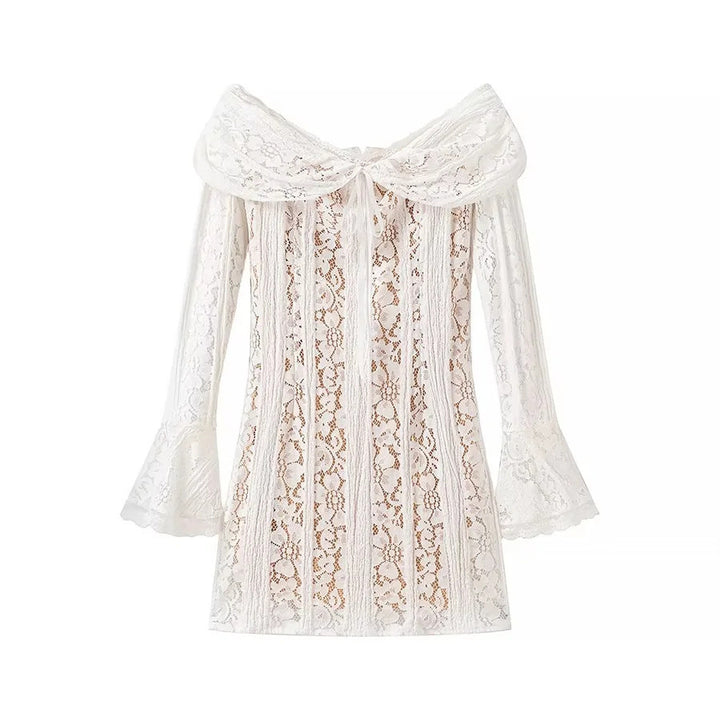 Damen 300+ Maxikleid aus Spitze mit Carmen‑Ausschnitt, ausgestellten Glockenärmeln und figurumspielender Silhouette Echo Archiv