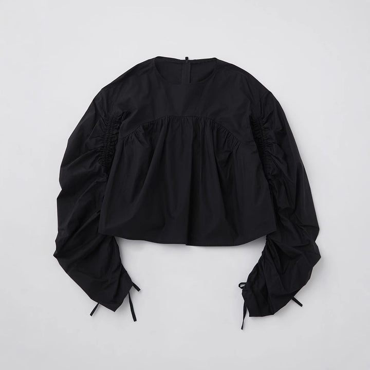 Damen Kurzbluse mit gerafften Ballonärmeln – Avérine