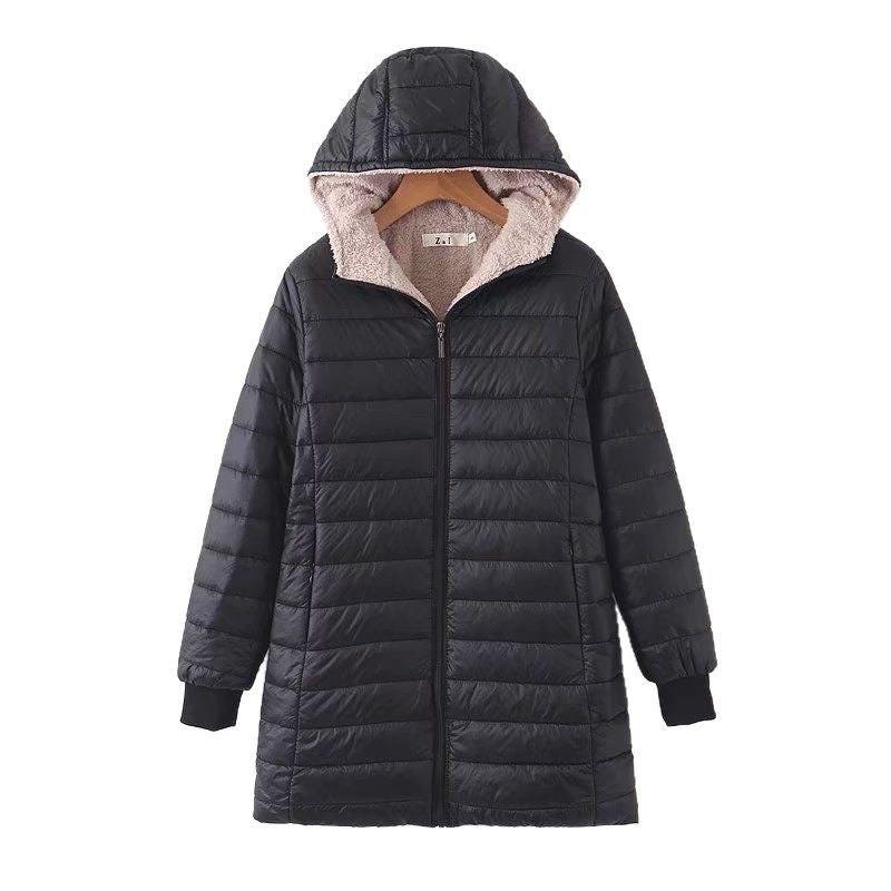 Damen Gefütterte Steppjacke mit Kapuze und Teddyfutter – Avérine