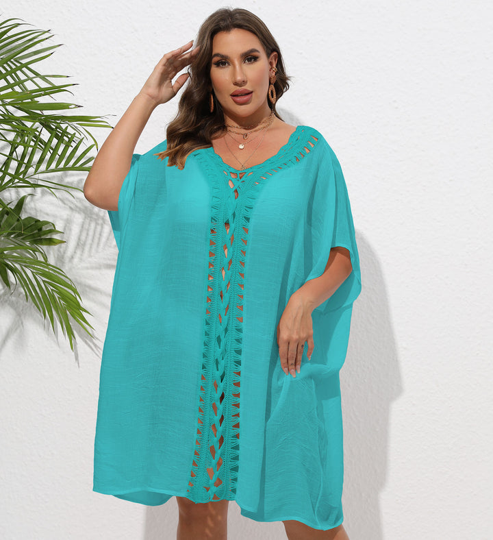 Damen Luftiger Strandkimono mit dekorativer Häkelspitze Echo Archiv
