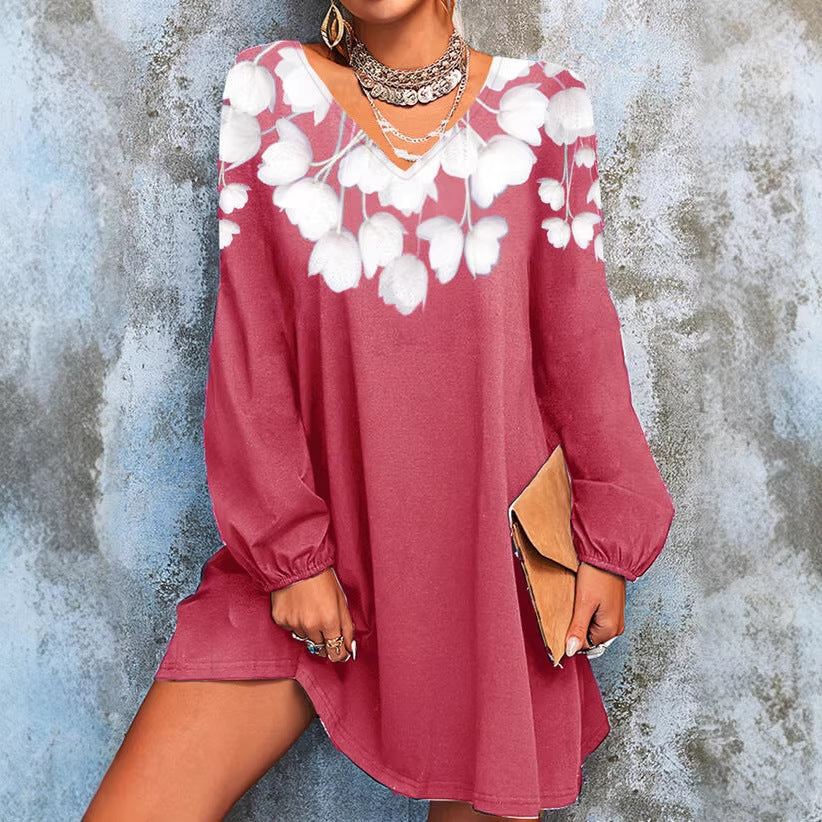 Damen V-Ausschnitt Tunika Kleid Echoarchiv