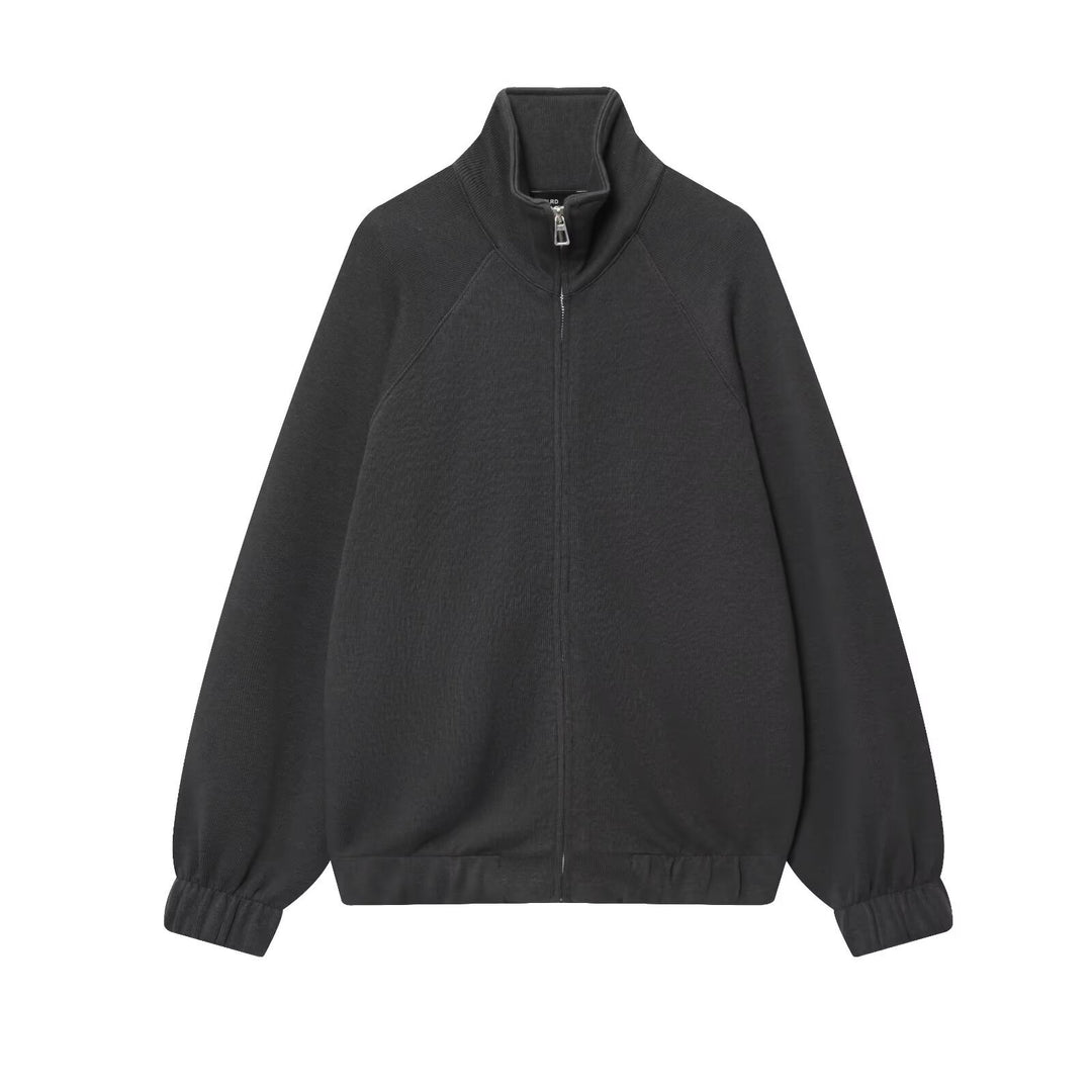 Damen Oversize Sweatjacke mit Reißverschluss, hohem Stehkragen und Raglanärmeln Echo Archiv