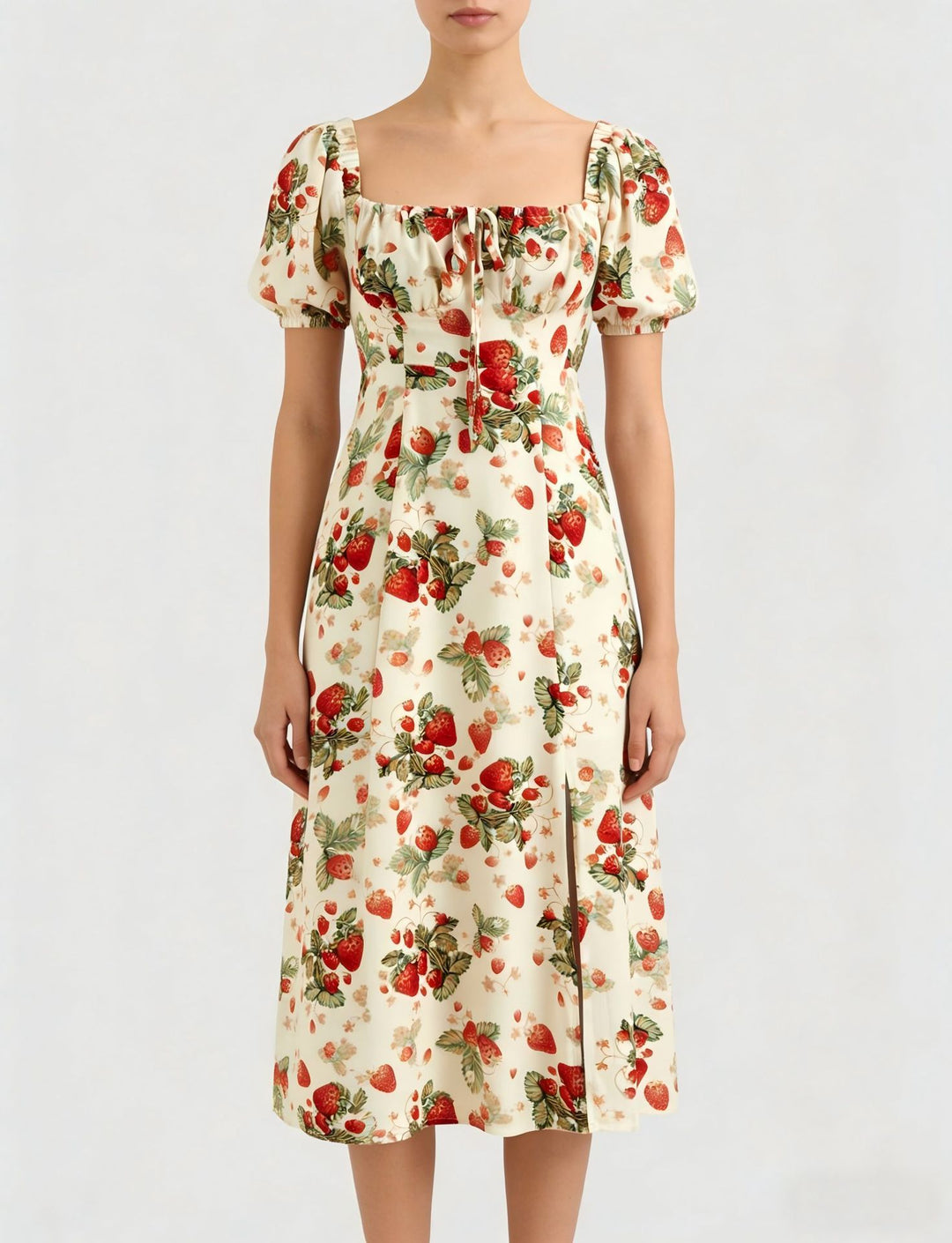 Damen Maxikleid mit pflanzlichem Muster und raffiniertem Schlitz Echo Archiv