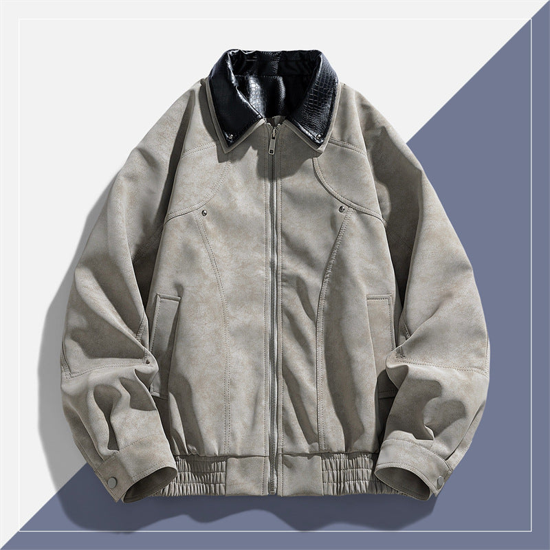 Herren Modische Kunstlederjacke mit Stehkragen Echo Archiv