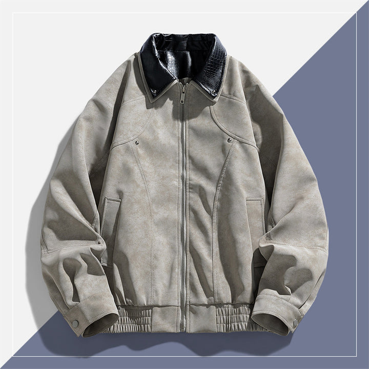 Herren Modische Kunstlederjacke mit Stehkragen Echo Archiv