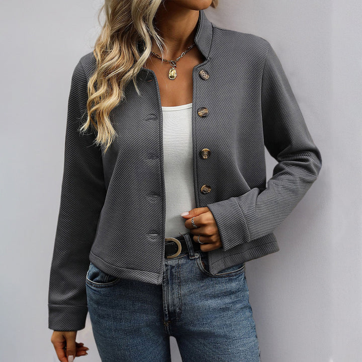 Damen Modische Kurzjacke mit Hochkragen und Knöpfen Echo Archiv