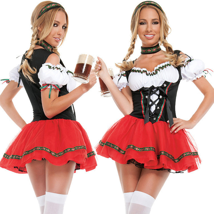 Damen nan freches Oktoberfest Mini-Trachtenkleid mit geschnürtem Mieder und mehrlagigem Tüllrock Echo Archiv