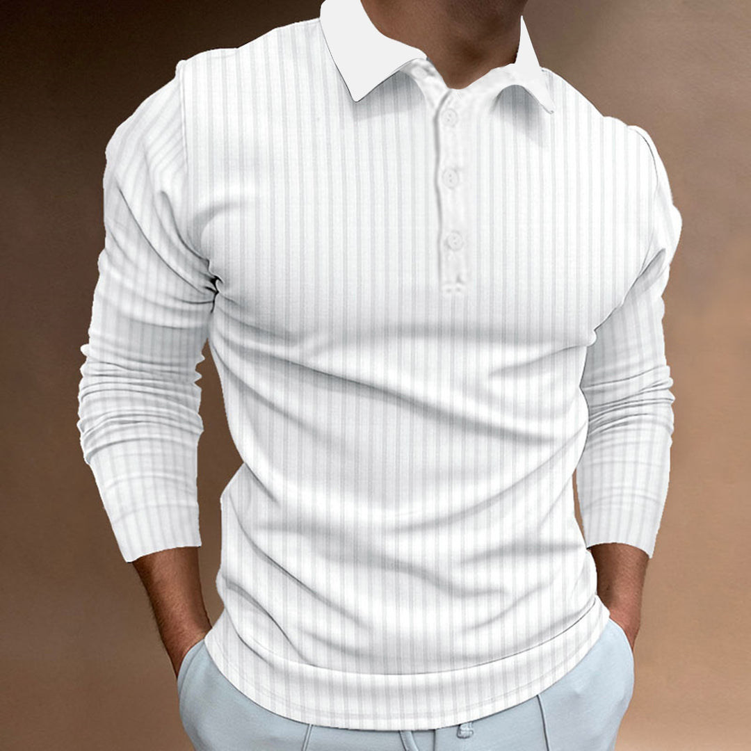 Herren Langarm Polo-Shirt mit strukturiertem Design Echoarchiv