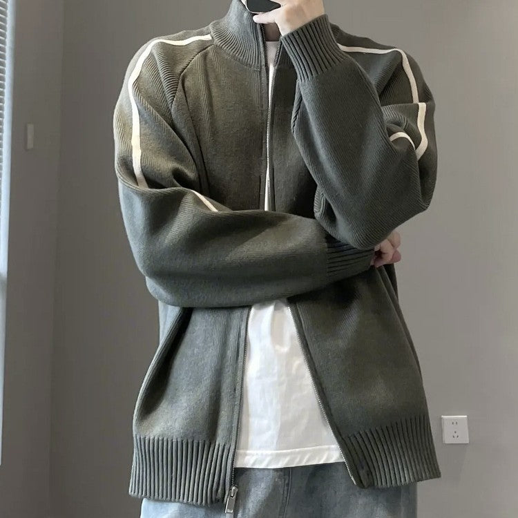 Herren lässige Strickjacke mit Stehkragen und Reißverschluss Echoarchiv