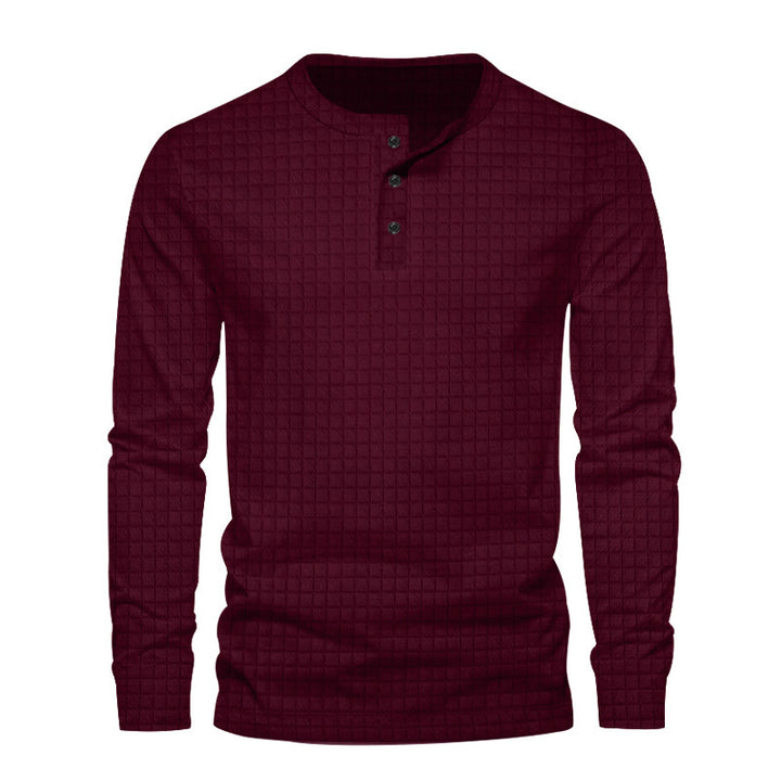 Herren Langarmshirt mit strukturiertem Gewebe und Knopfleiste Echoarchiv