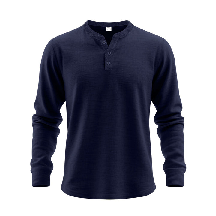 Herren Langarm-Henley-Shirt aus weichem Baumwollmix Echoarchiv
