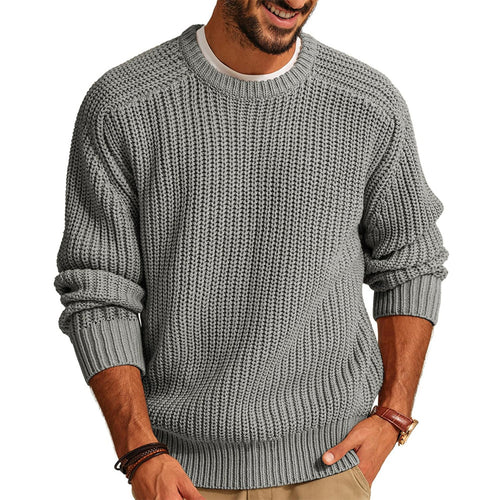 Herren grob gestrickter Rundhals-Pullover mit lässigem Flair Echoarchiv
