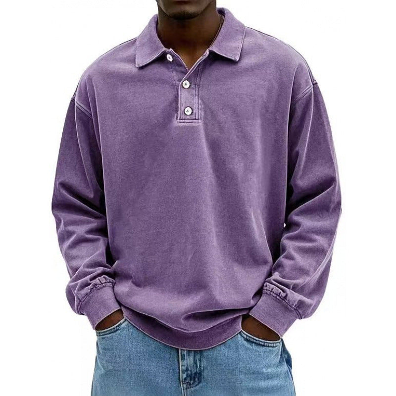Herren Oversize Langarm Polo aus Baumwollmix – Cavello