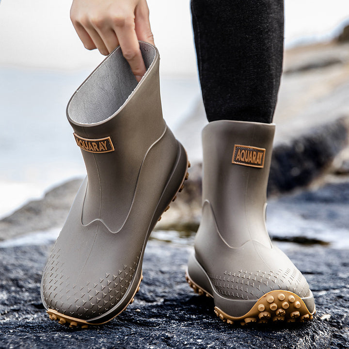 Unisex Wasserdichte Kurz-Gummistiefel mit rutschfester Noppenlaufsohle und wärmeisolierender Innensohle Echoarhiv