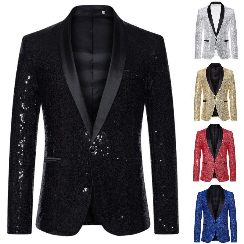 Herren glamouröser Pailletten-Blazer mit modernem Schnitt Echoarchiv