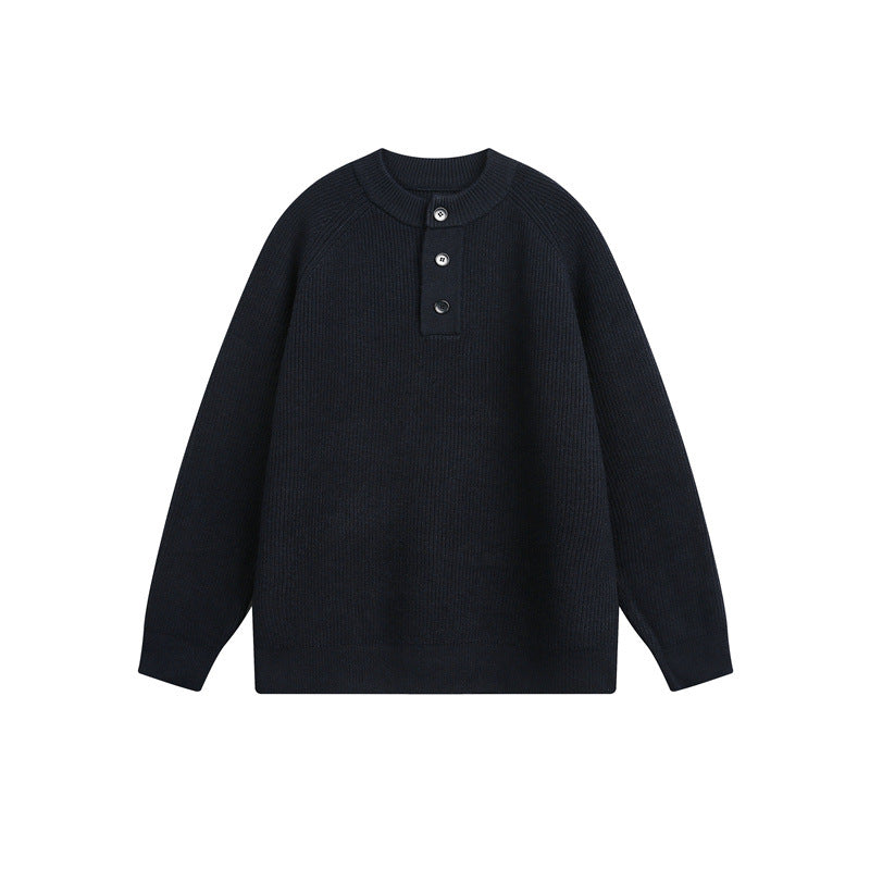 Unisex Rippsweater mit Henley-Knopfleiste und Raglanärmeln Echoarchiv