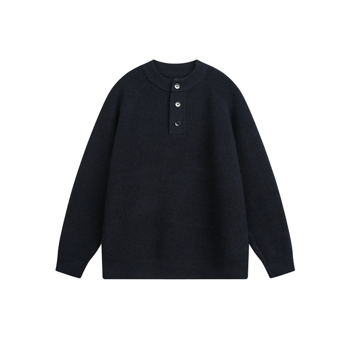Unisex Rippsweater mit Henley-Knopfleiste und Raglanärmeln Echoarchiv