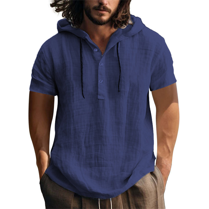 Herren lässiges Kapuzenshirt mit Knopfleiste und angenehmer Baumwollqualität Echoarchiv