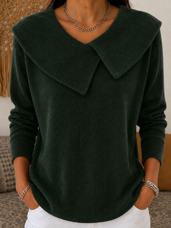 Damen Grobgestrickter Strickpullover mit übergroßem Matrosenkragen – Mavelle