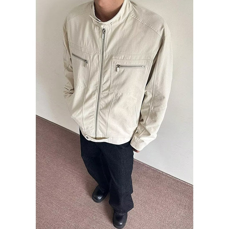 Herren Leichte Overshirt-Jacke mit Stehkragen und Reißverschlusstaschen Echo Archiv
