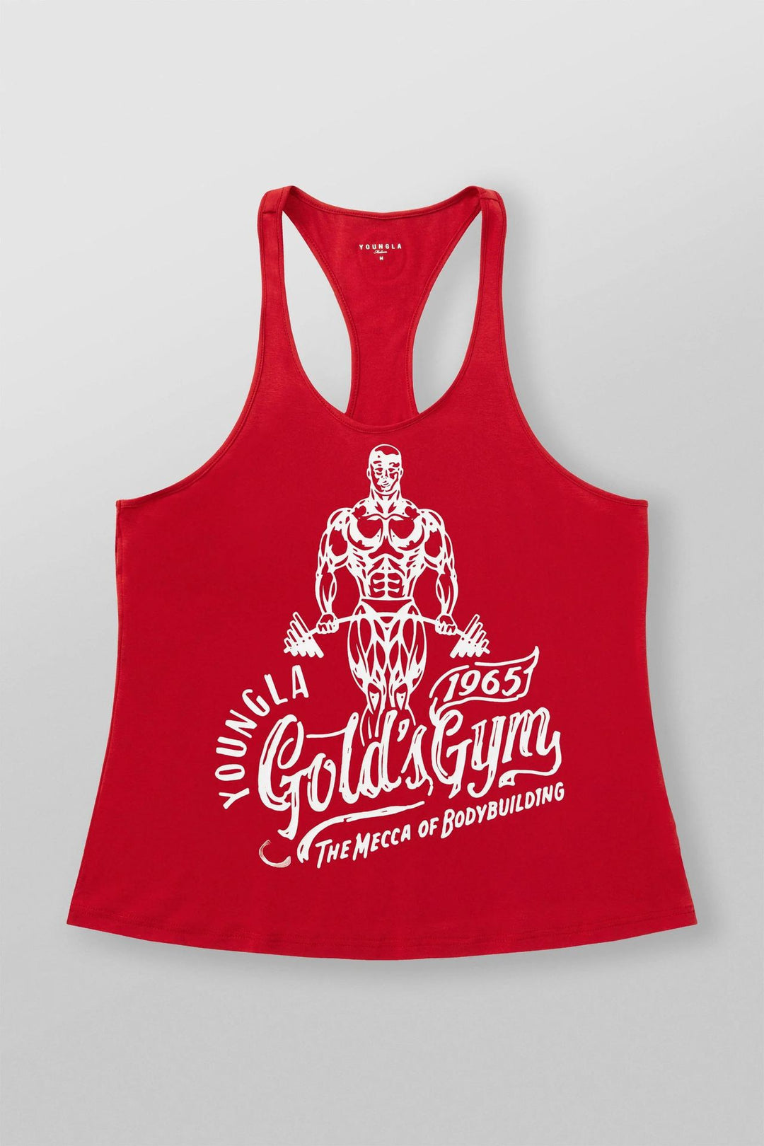 Herren nan athletisches Stringer Tanktop rückenfreier Schnitt mit Kontrastpaspel und Kraftsportmotiv Echo Archiv