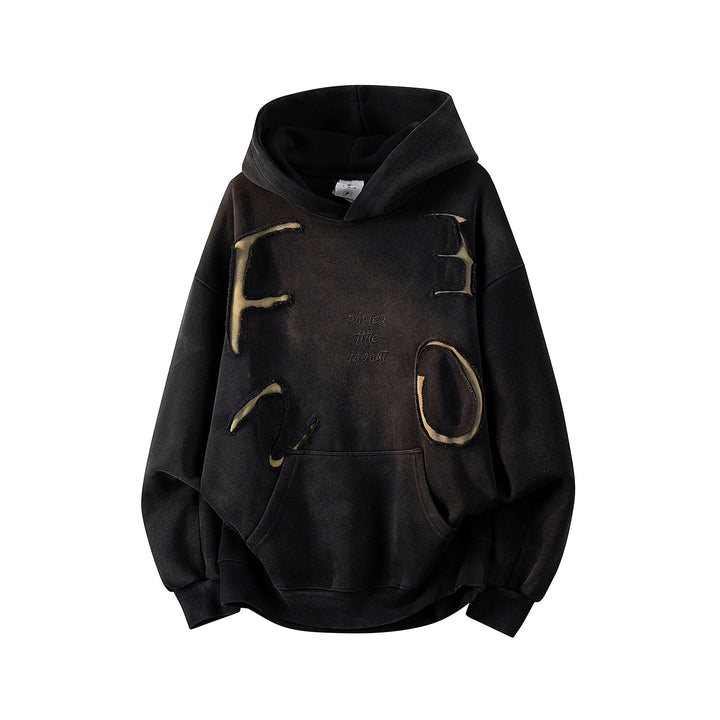 Unisex Oversize Kapuzenpullover mit handschriftlichem Grafik-Print, Kängurutasche & geripptem Saum Echoarchiv
