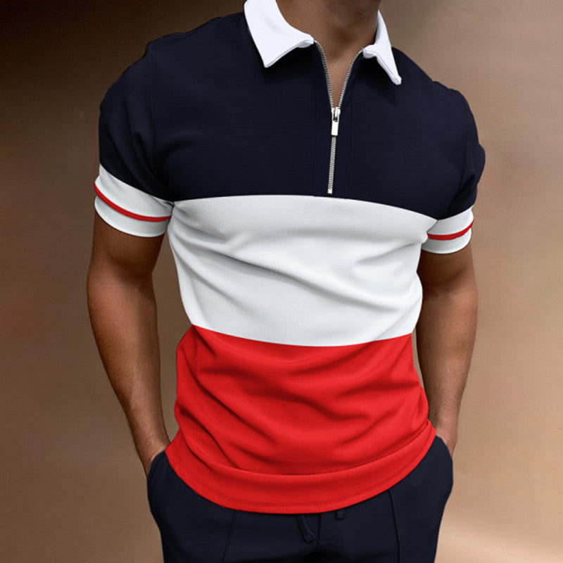Herren Stilvolles Kurzarm Zip Polo Shirt Echoarchiv