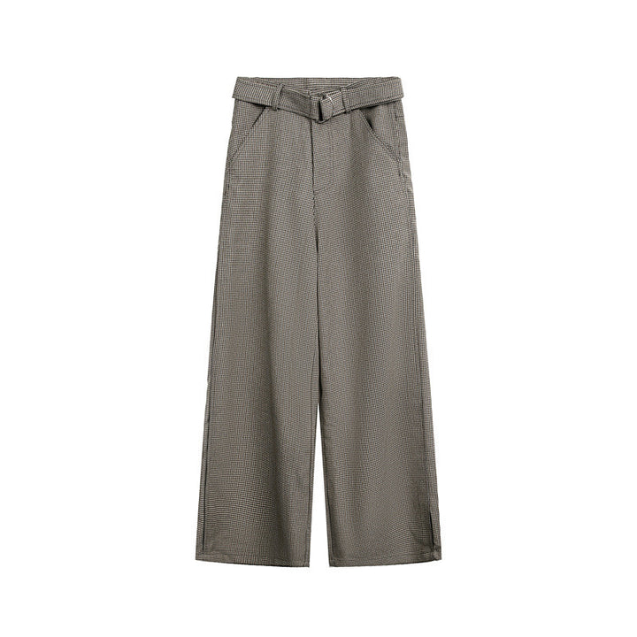 Damen Weite High‑Waist Culotte‑Hose mit Bindegürtel und Glencheck‑Muster Echoarchiv