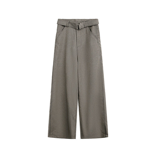 Damen Weite High‑Waist Culotte‑Hose mit Bindegürtel und Glencheck‑Muster Echoarchiv