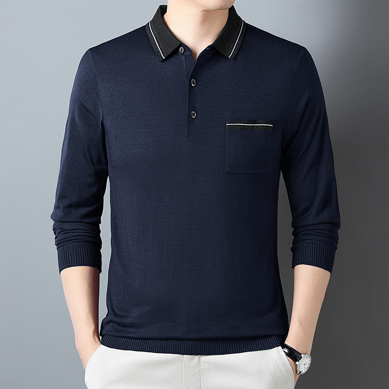 Herren Langarm Poloshirt mit modischem Kragen und praktischer Brusttasche Echoarchiv