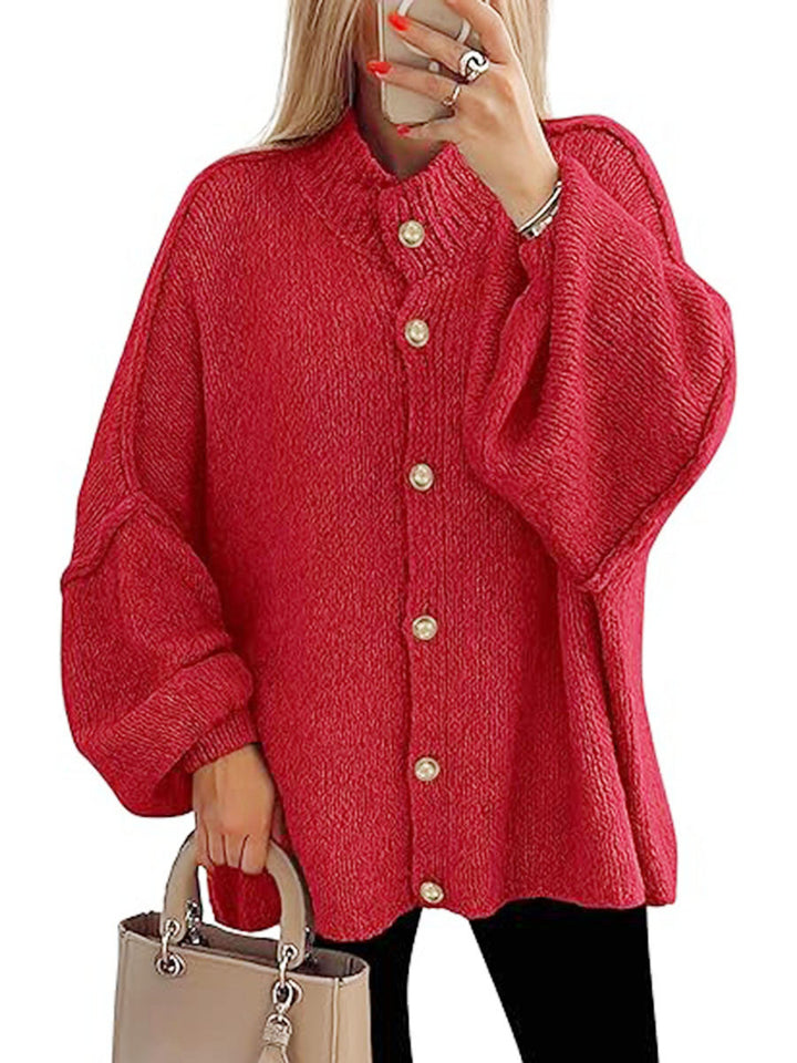 Damen oversized Strickjacke mit Knopfverschluss Echoarchiv