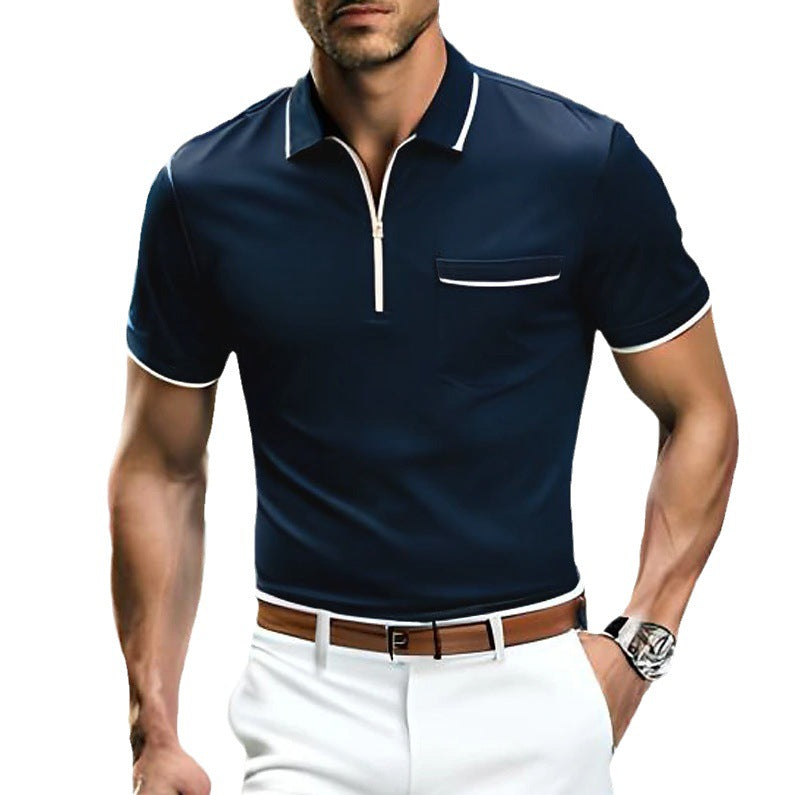Herren Polohemd mit contrasting Zipper und Brusttasche Echoarchiv