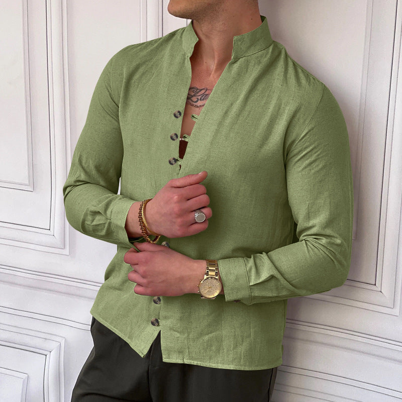 Herren Elegantes Langarmhemd mit Knopfleiste Echoarchiv