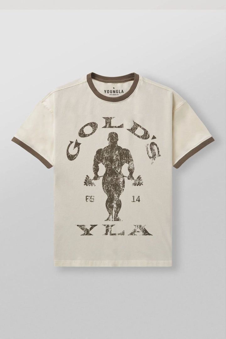 Herren nan Vintage Trainingsshirt mit Rundhalsausschnitt Kontrastbündchen und Retro-Bodybuilding-Druck Echo Archiv