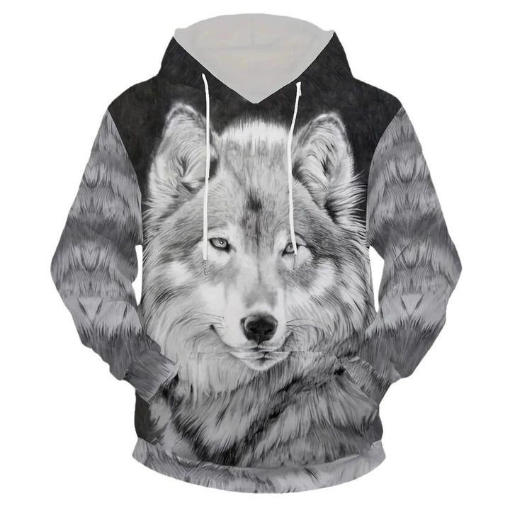 Damen Kapuzenpullover mit Wolf- und Schmetterlingsmotiv Echoarchiv