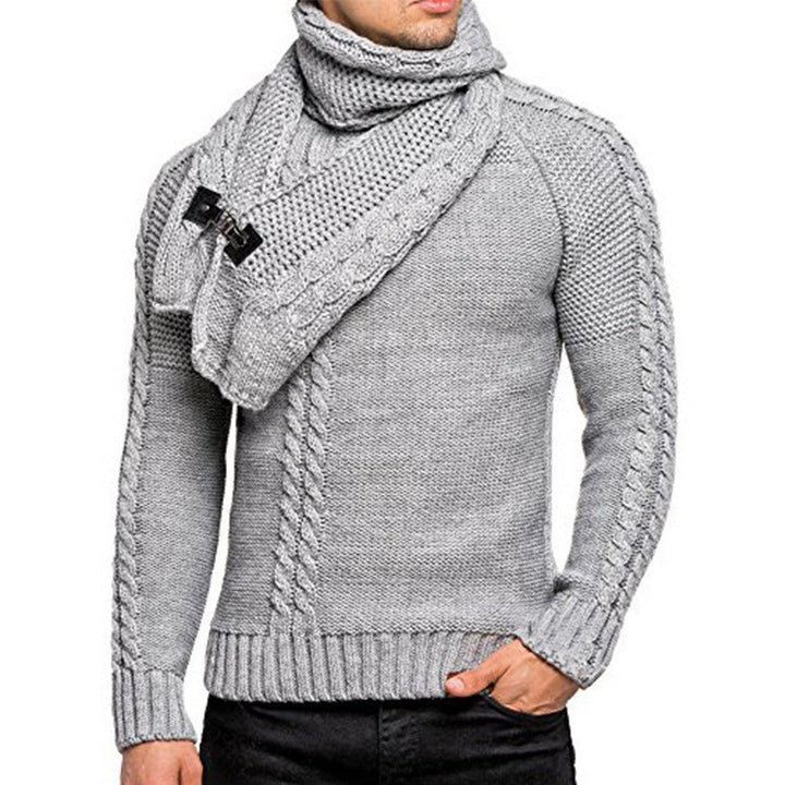 Herren nan Strickpullover mit überlappendem Schalkragen und Schnallenverschluss Echo Archiv