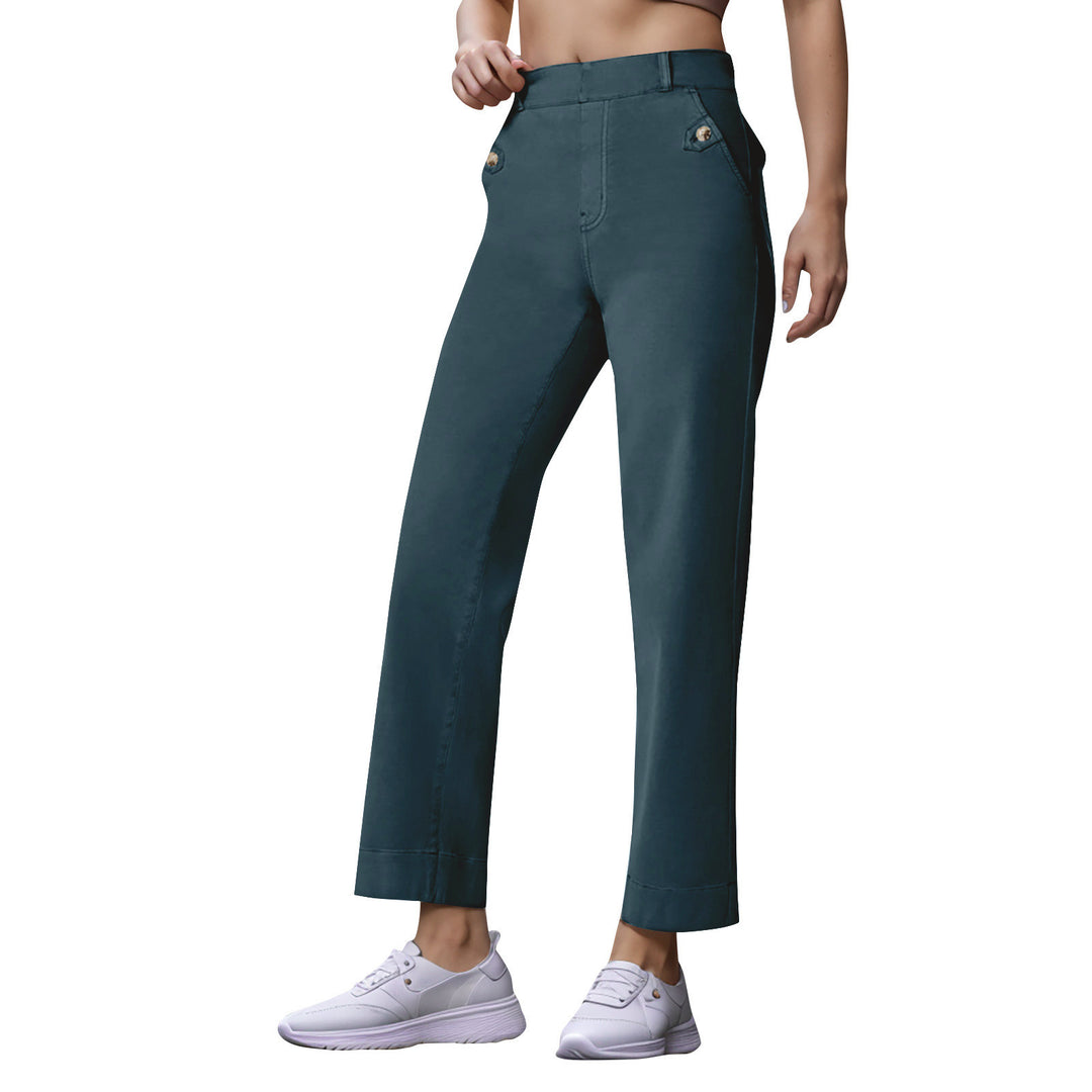 Damen Weite High-Waist Hose mit modischen Knopfdetails Echo Archiv