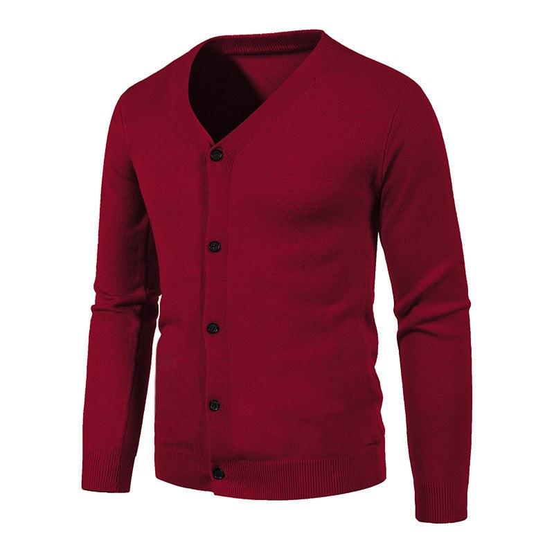 Herren stilvolle Strickjacke mit tiefem V-Ausschnitt und Knopfleiste Echoarchiv