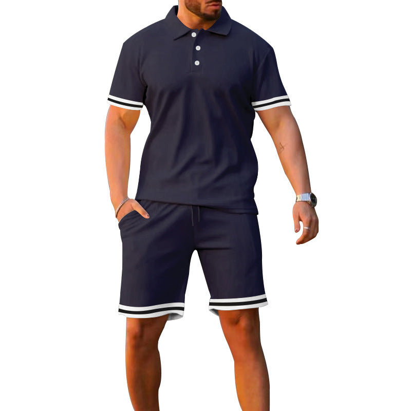 Herren sportliches Poloshirt mit Shorts-Set Echoarchiv