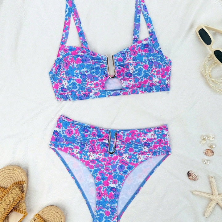Damen Bikiniset mit modischem Verschluss und floralem Design Echo Archiv