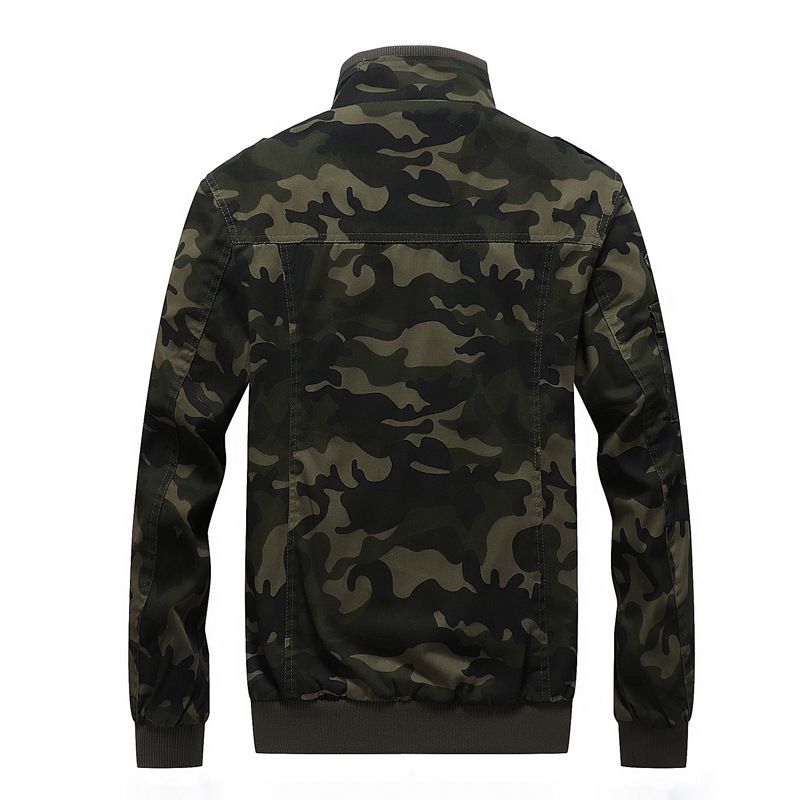 Herren Camo-Utility-Bomberjacke mit Stehkragen, Mehrfach-Taschen und Rippbündchen Echoarchiv