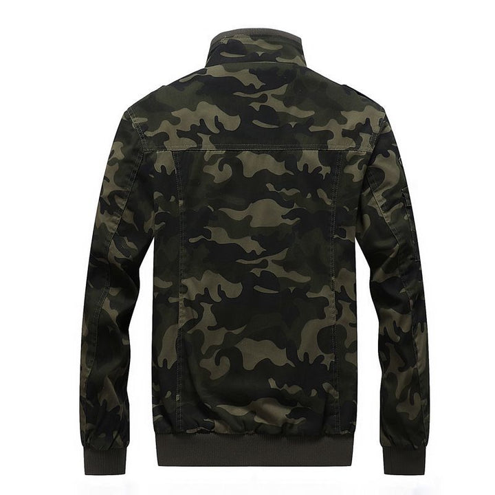 Herren Camo-Utility-Bomberjacke mit Stehkragen, Mehrfach-Taschen und Rippbündchen Echoarchiv